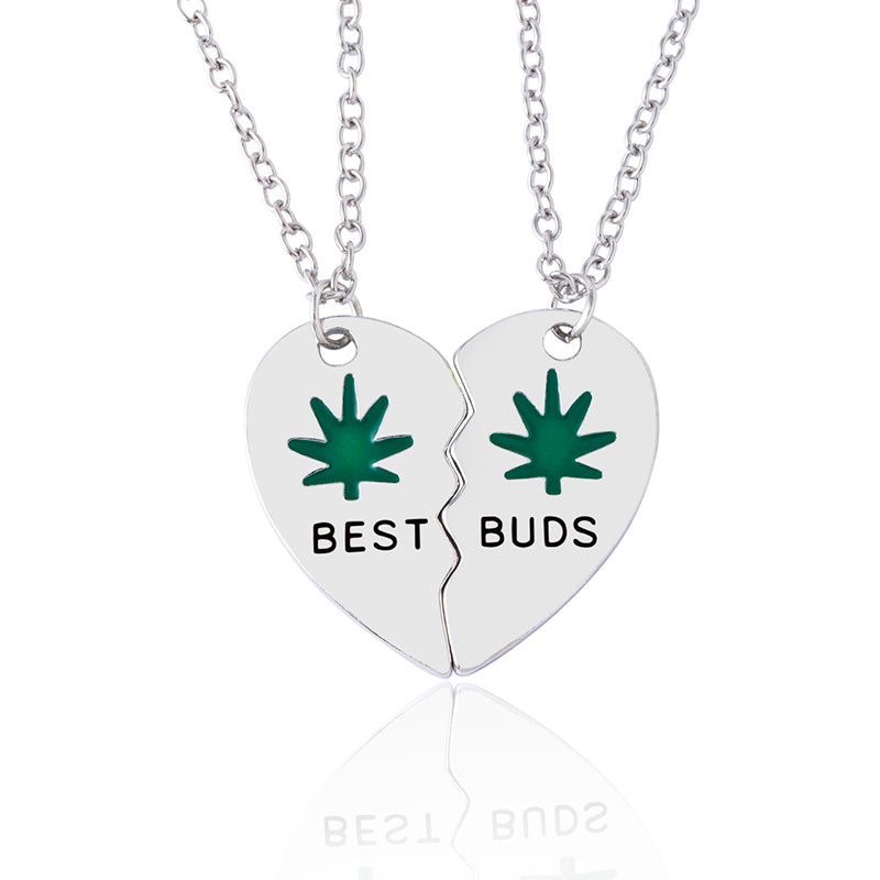 Leaves Best Friend Heart Pendant Necklace