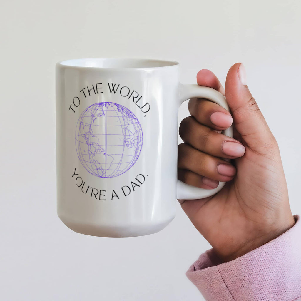 “My First Hero, My Whole World – Dad” Coffee Mug (personalize with photo)