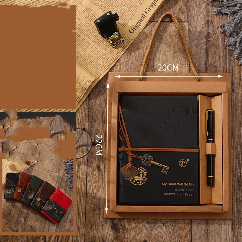 European And American Style Taped Blank Notebook With Pen Gift Boxed