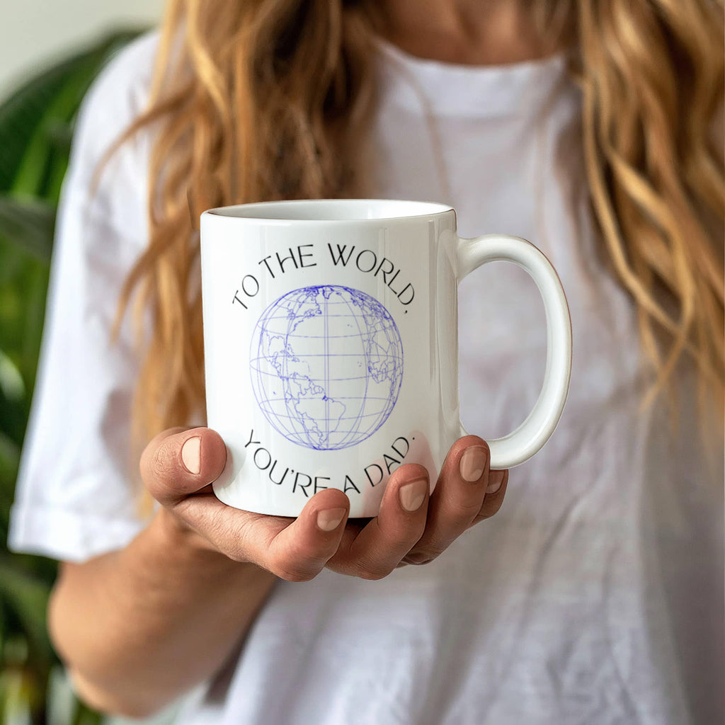 “My First Hero, My Whole World – Dad” Coffee Mug (personalize with photo)