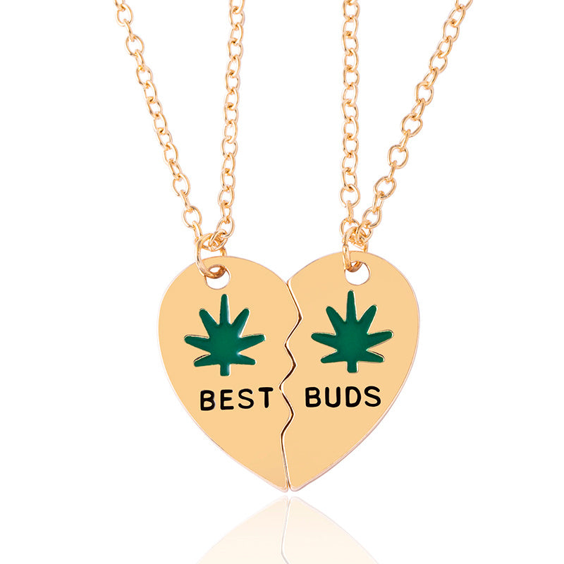 Leaves Best Friend Heart Pendant Necklace