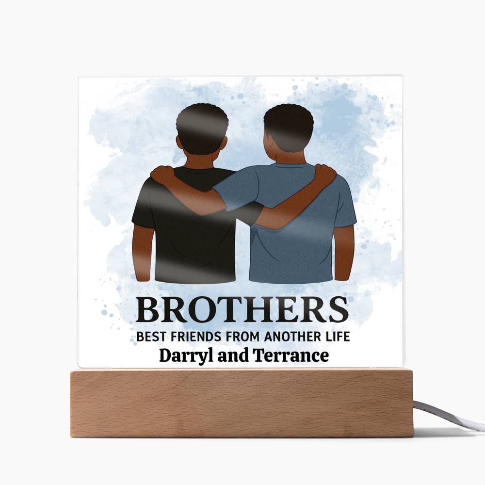 Brothers for Life – A Bond Beyond Blood-Printed Square Acrylic Plaque (personalize with names)