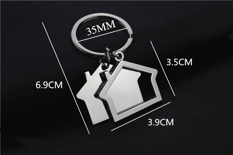 Creative Real Estate Opening Gift Double-sided Laser Sculpture House Keychain