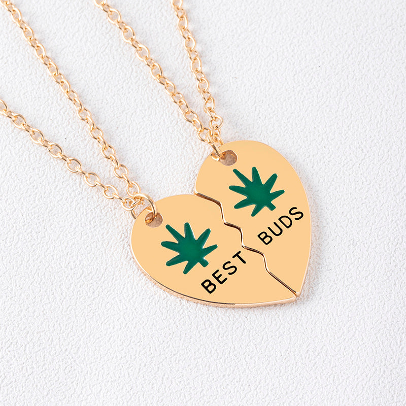 Leaves Best Friend Heart Pendant Necklace