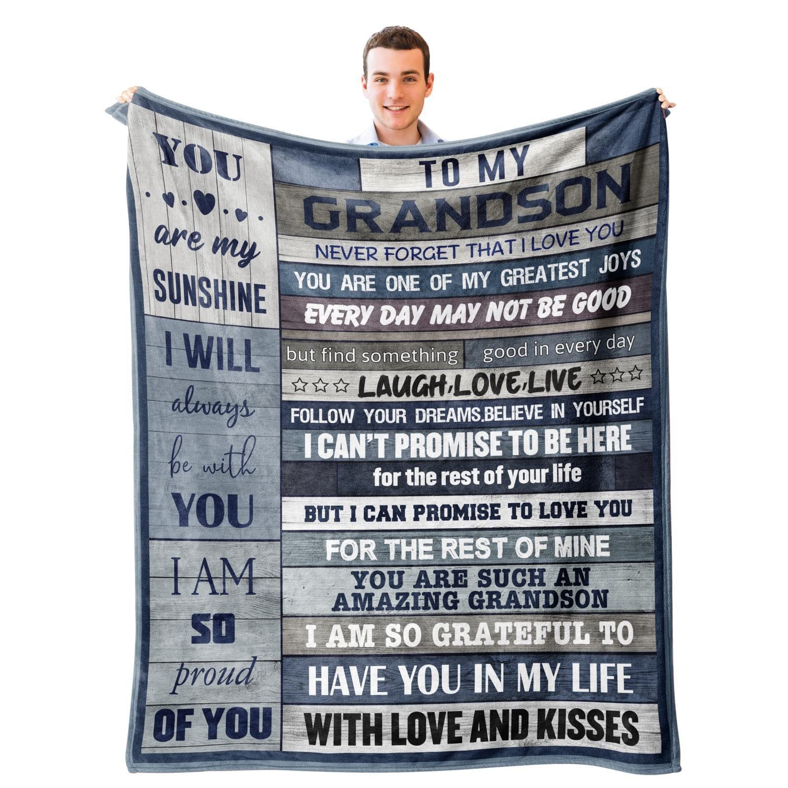 To My Grandson Gift Blanket (for graduations, birthdays)