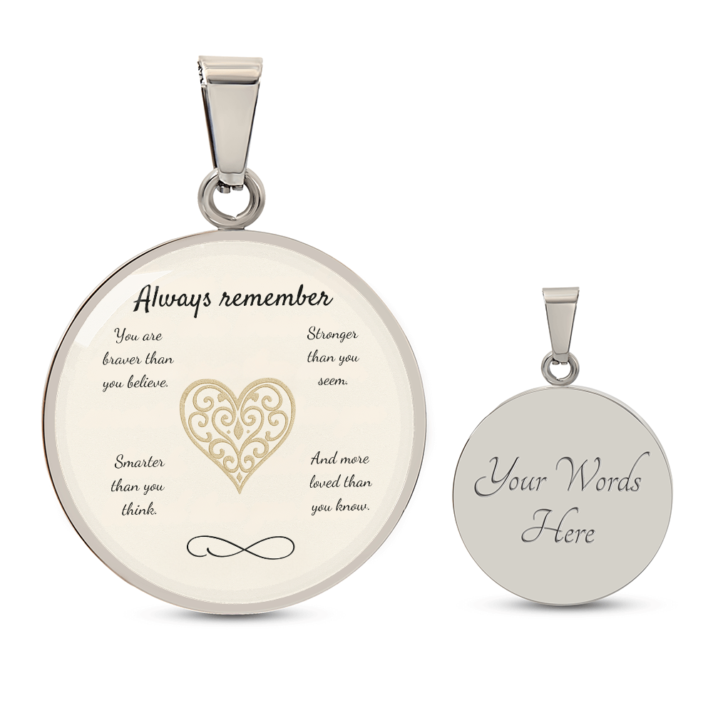 Braver, Stronger, Smarter-Luxury Graphic Circle Necklace (with engraving option)