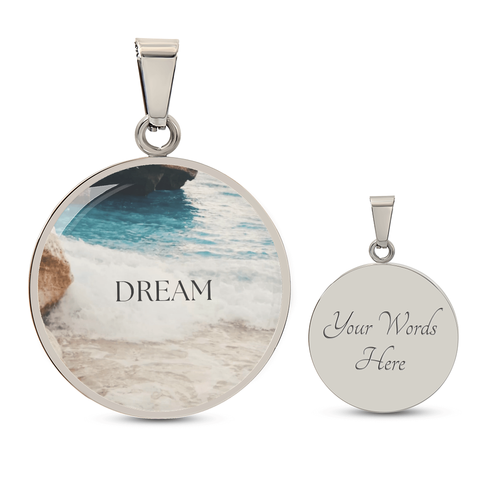 Where Dreams Meet the Tide-Luxury Graphic Circle Necklace (with engraving option)