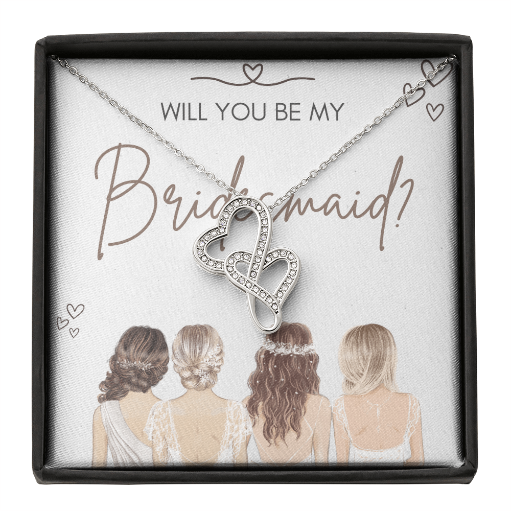 Together in Love: Will You Be My Bridesmaid?-Heart-to-Heart Pendant Necklace