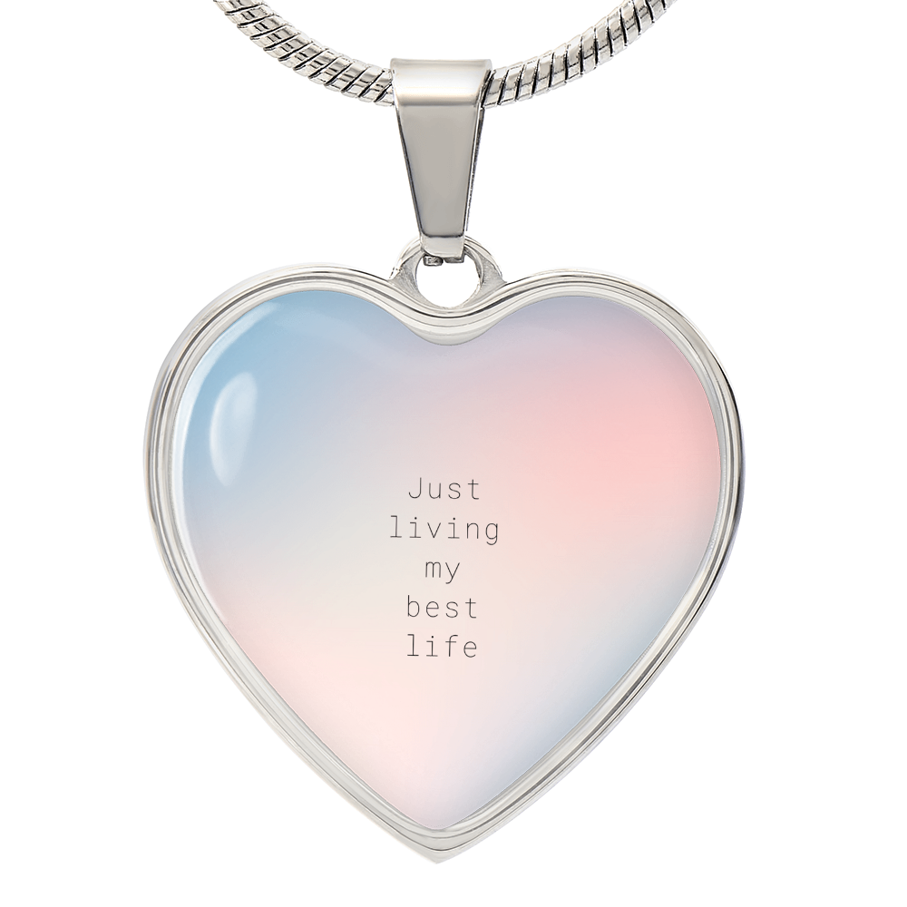 Living My Best Life – A Daily Reminder-Luxury Graphic Heart Necklace (with engraving option)