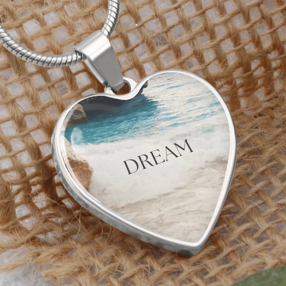Where Dreams Meet the Tide-Luxury Graphic Heart Necklace (with engraving option)