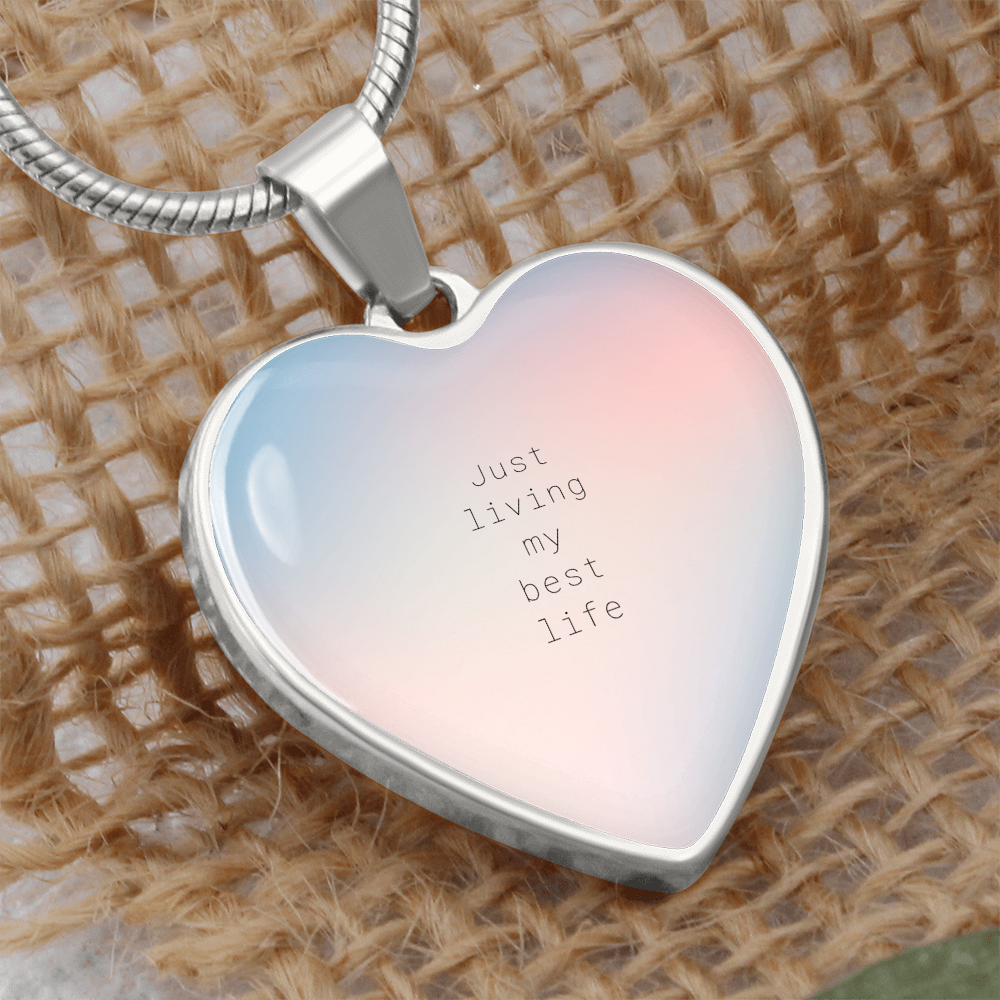 Living My Best Life – A Daily Reminder-Luxury Graphic Heart Necklace (with engraving option)