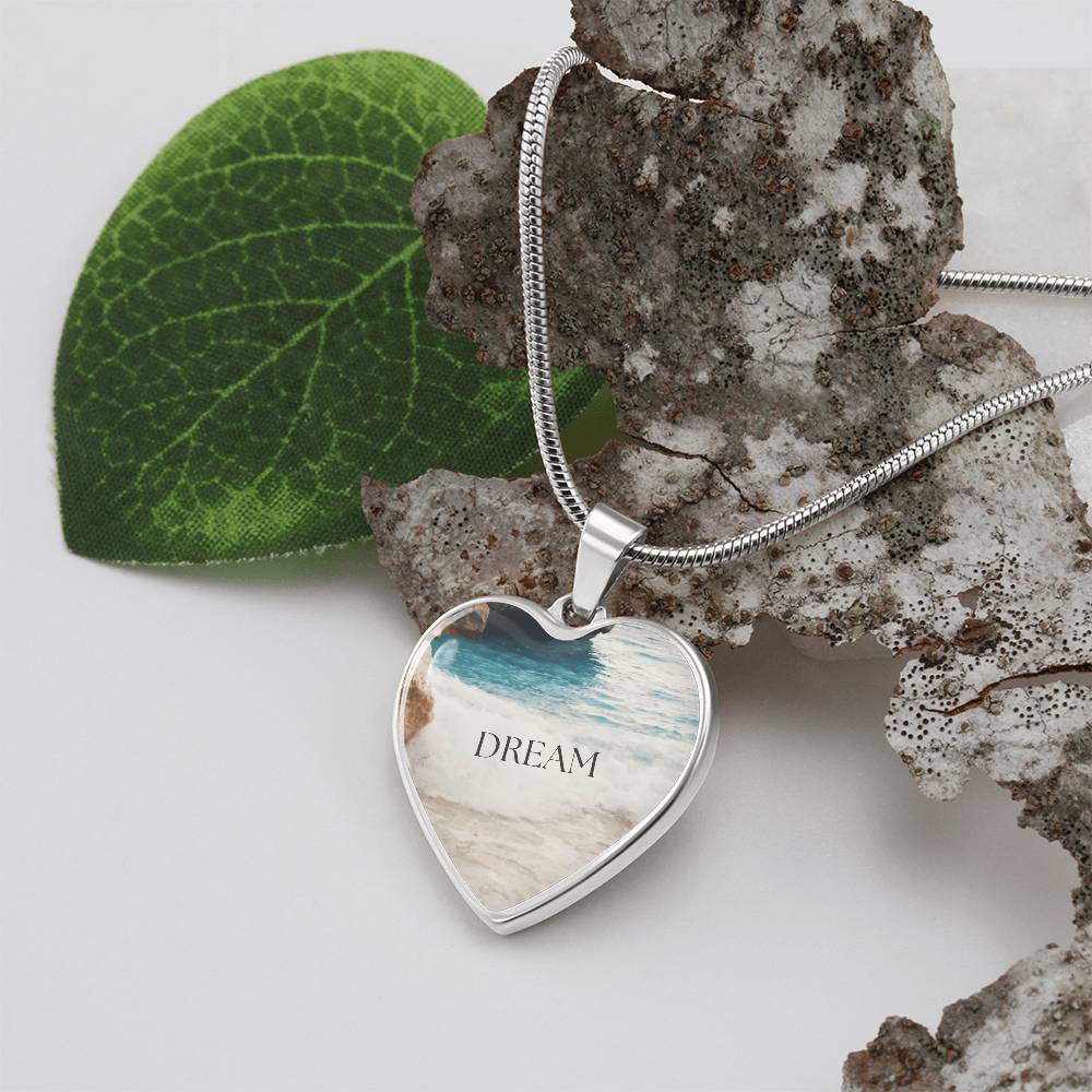 Where Dreams Meet the Tide-Luxury Graphic Heart Necklace (with engraving option)