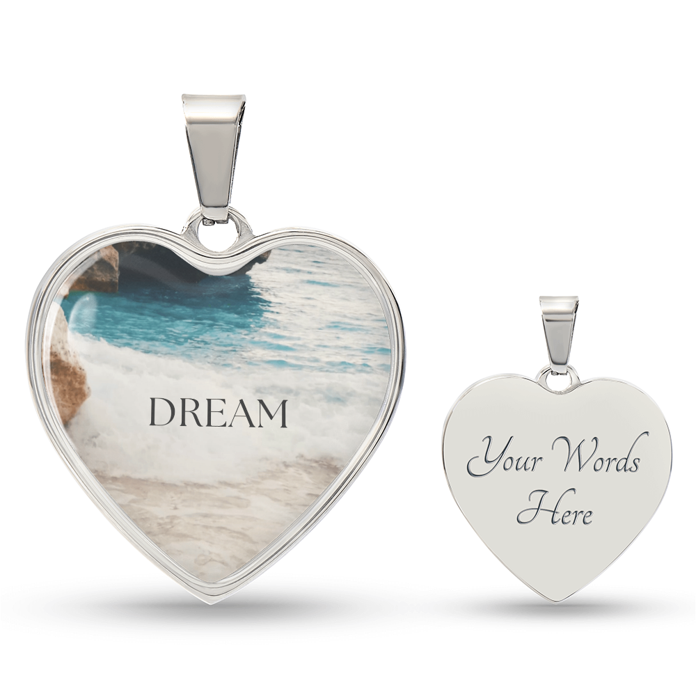 Where Dreams Meet the Tide-Luxury Graphic Heart Necklace (with engraving option)