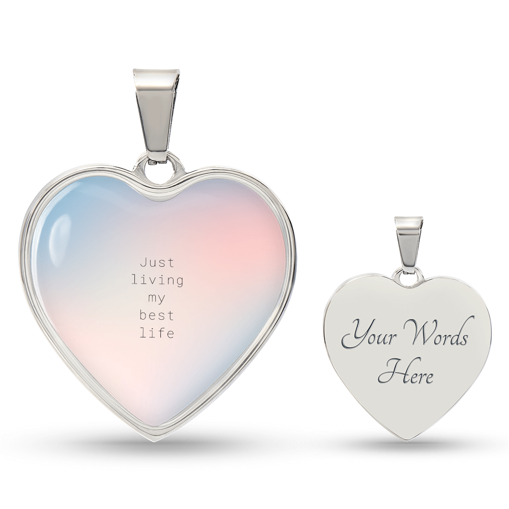 Living My Best Life – A Daily Reminder-Luxury Graphic Heart Necklace (with engraving option)