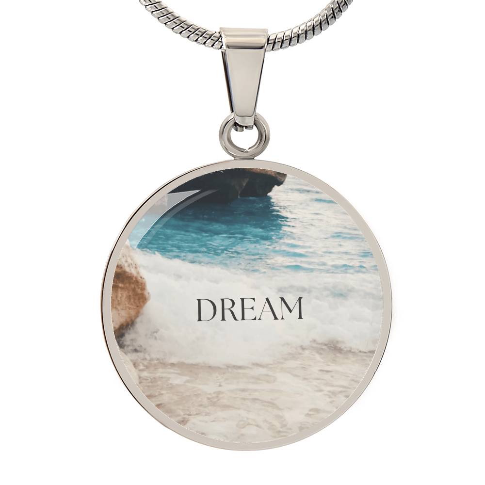 Where Dreams Meet the Tide-Luxury Graphic Circle Necklace (with engraving option)