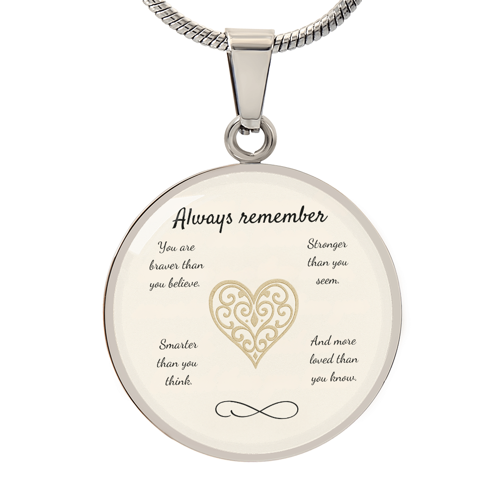 Braver, Stronger, Smarter-Luxury Graphic Circle Necklace (with engraving option)