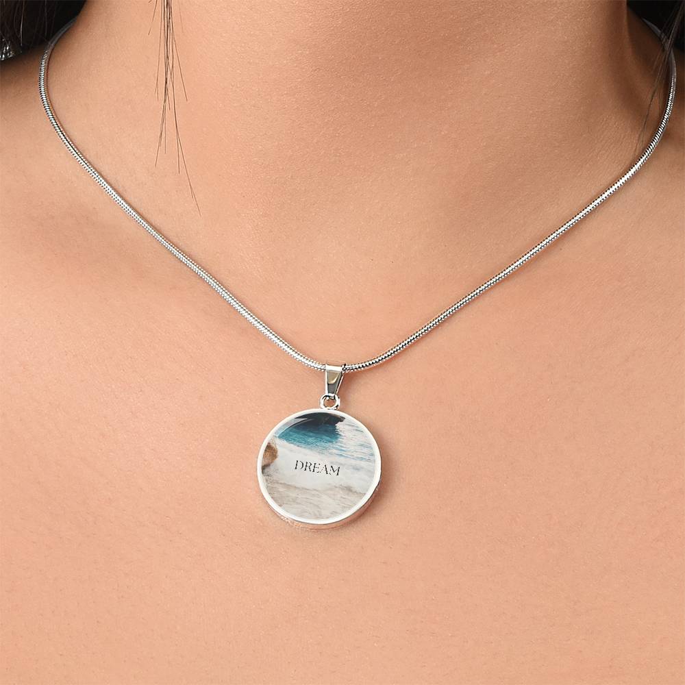 Where Dreams Meet the Tide-Luxury Graphic Circle Necklace (with engraving option)