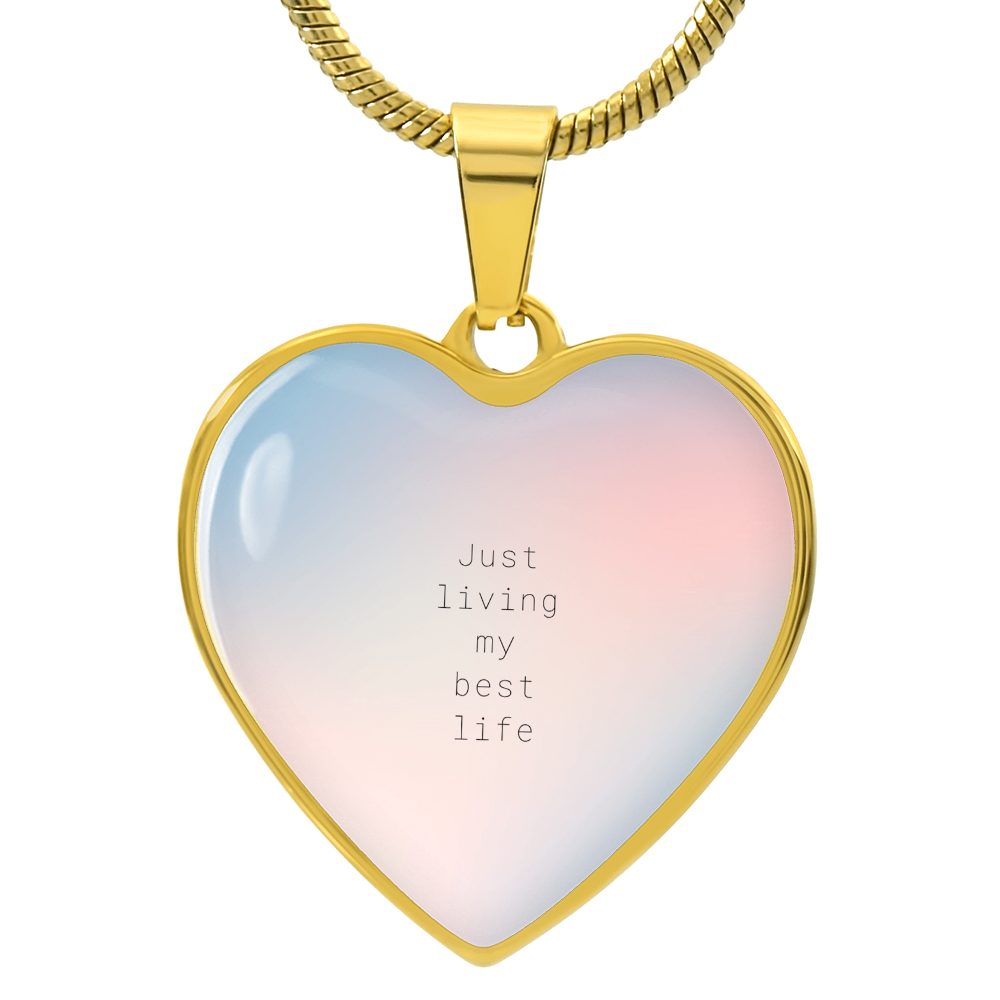 Living My Best Life – A Daily Reminder-Luxury Graphic Heart Necklace (with engraving option)