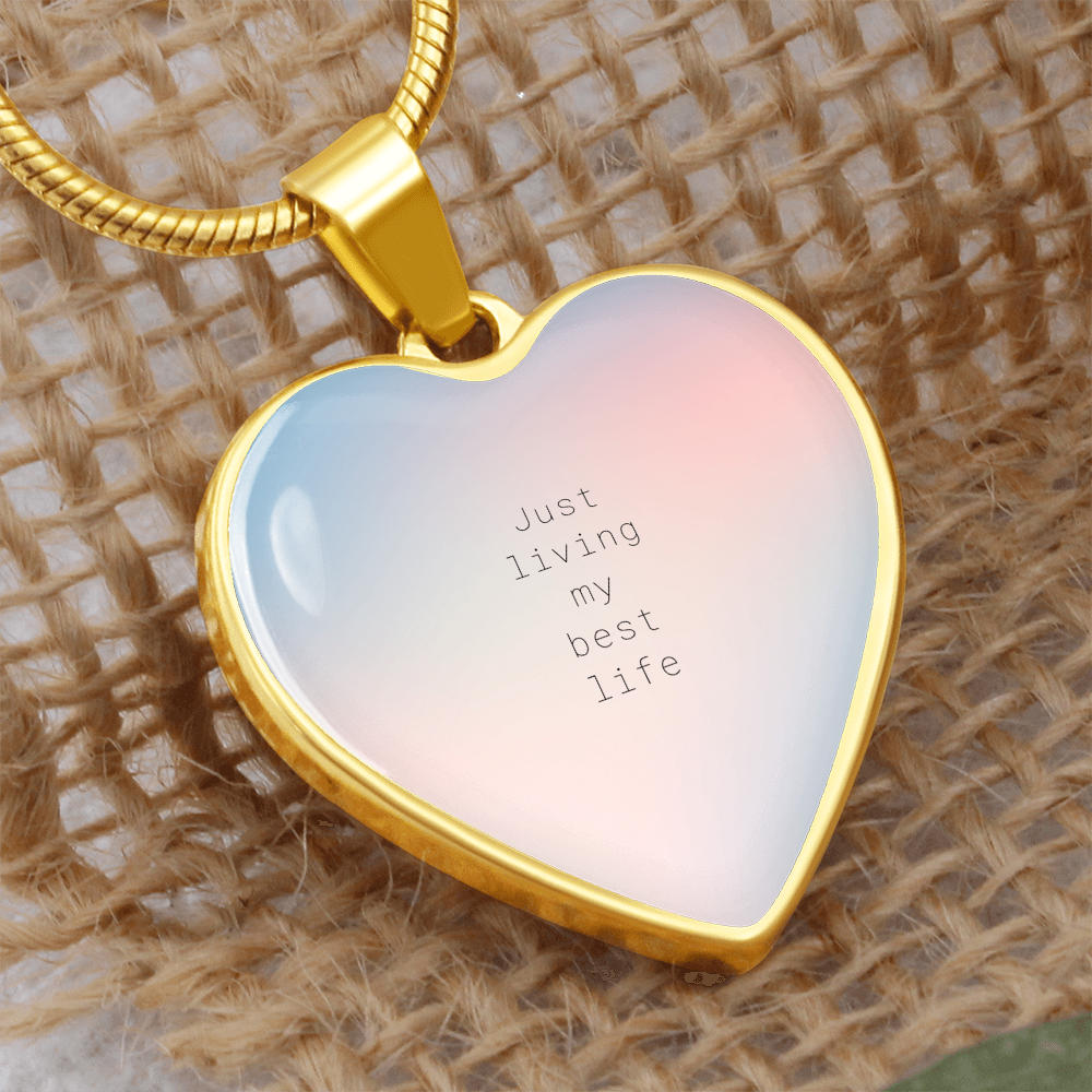 Living My Best Life – A Daily Reminder-Luxury Graphic Heart Necklace (with engraving option)