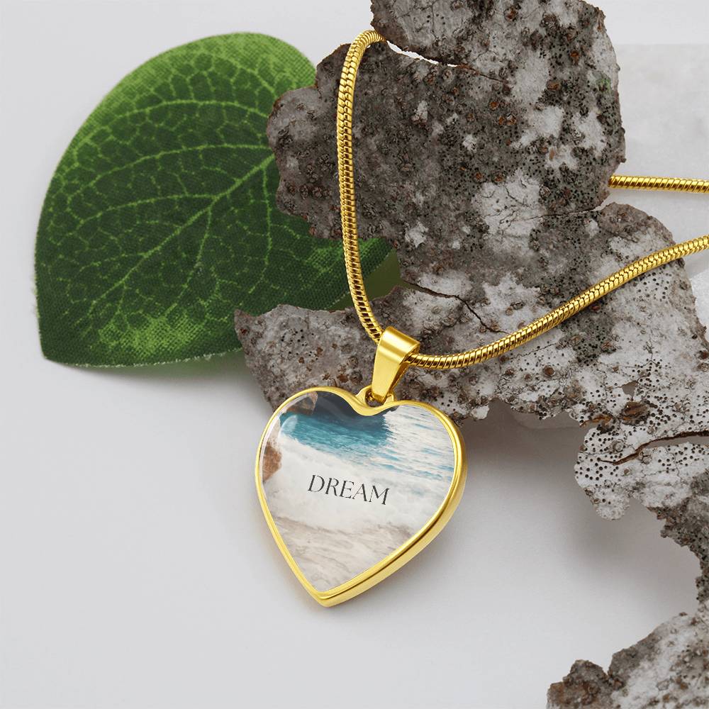 Where Dreams Meet the Tide-Luxury Graphic Heart Necklace (with engraving option)