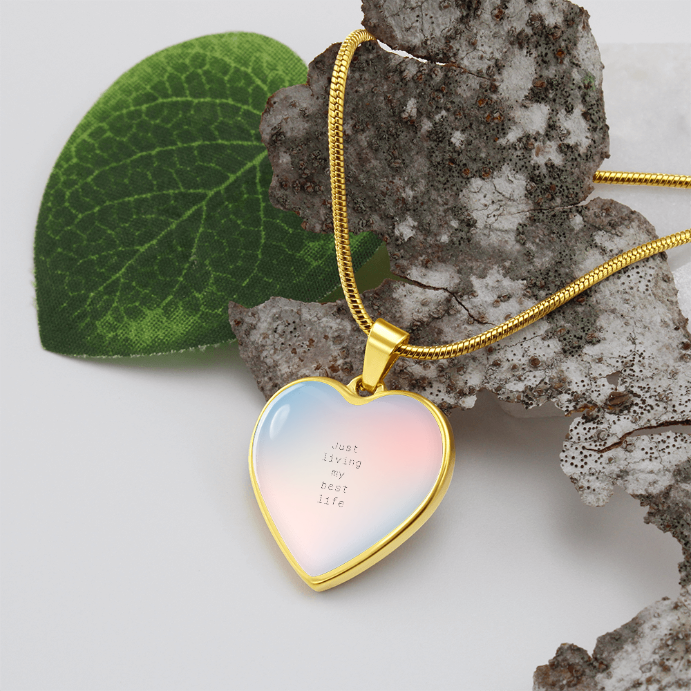 Living My Best Life – A Daily Reminder-Luxury Graphic Heart Necklace (with engraving option)