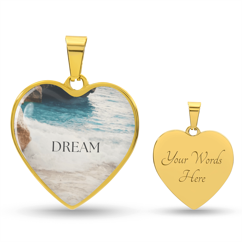 Where Dreams Meet the Tide-Luxury Graphic Heart Necklace (with engraving option)