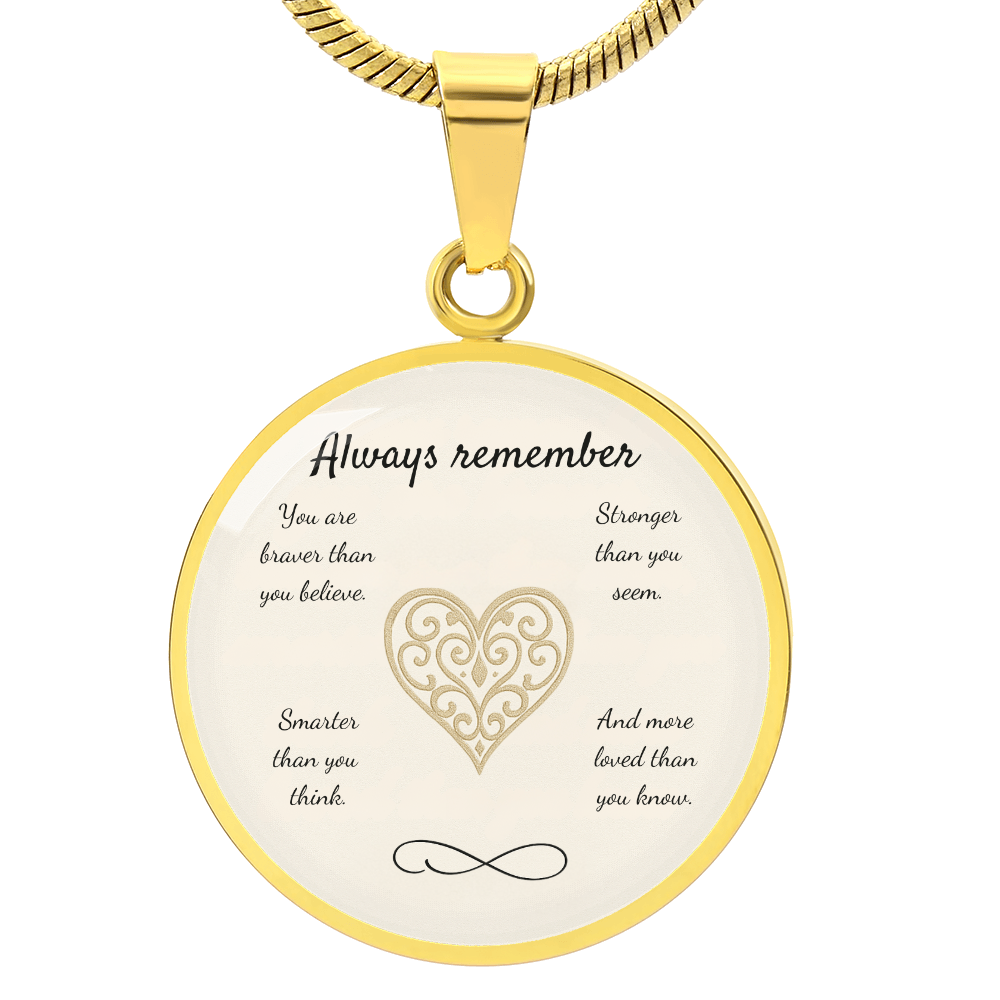 Braver, Stronger, Smarter-Luxury Graphic Circle Necklace (with engraving option)