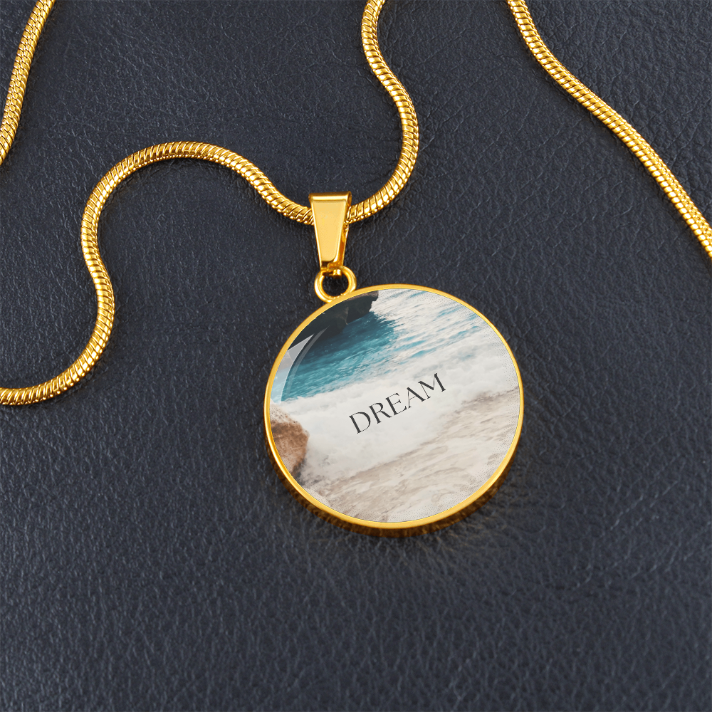 Where Dreams Meet the Tide-Luxury Graphic Circle Necklace (with engraving option)