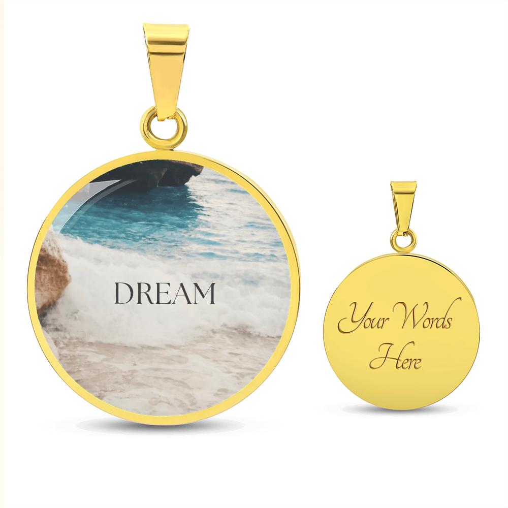 Where Dreams Meet the Tide-Luxury Graphic Circle Necklace (with engraving option)