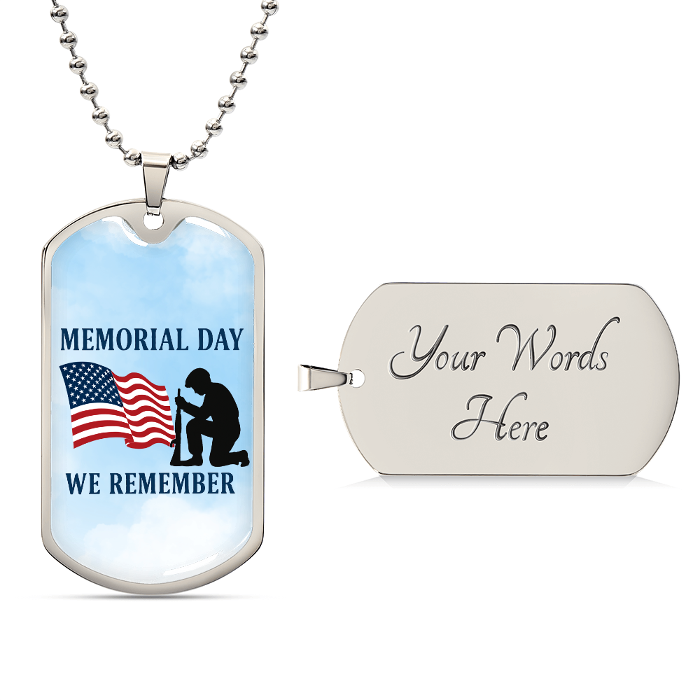 Honor and Remembrance: Memorial Day Tribute-Luxury Graphic Dog Tag Necklace (with engraving option)