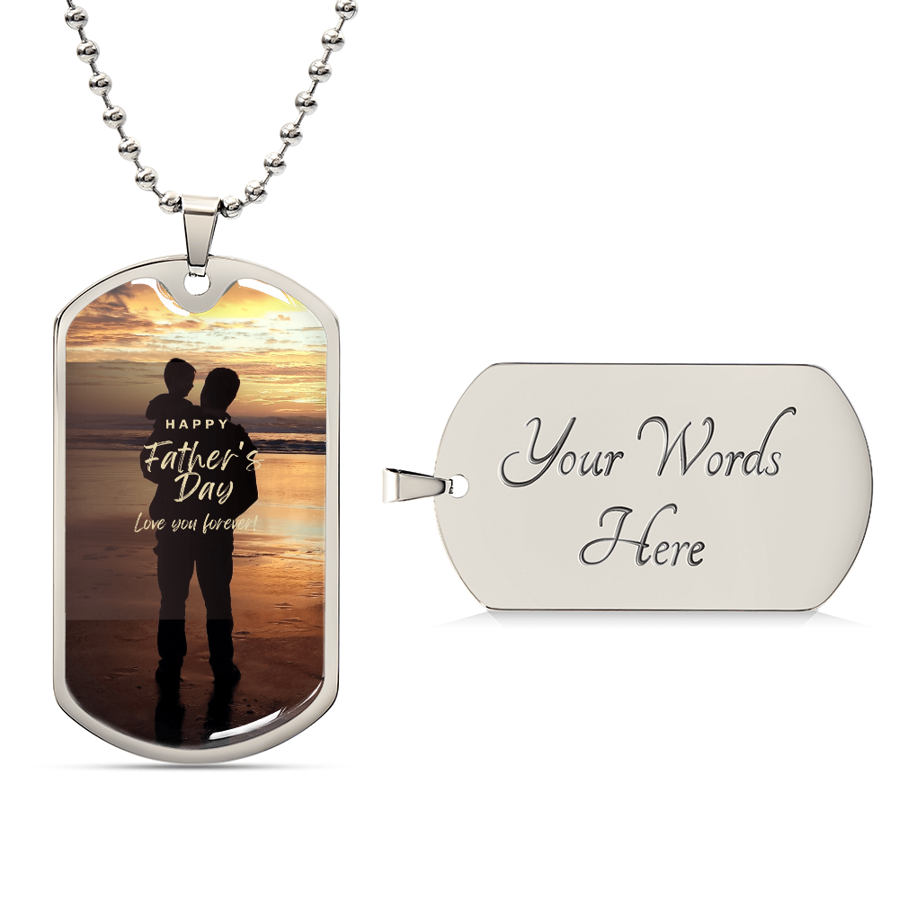 A Father's Love, Etched in Sunset-Luxury Graphic Dog Tag Necklace (with engraving option)