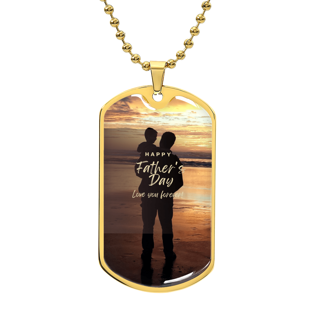 A Father's Love, Etched in Sunset-Luxury Graphic Dog Tag Necklace (with engraving option)
