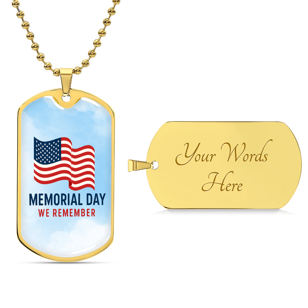 Forever Grateful: A Nation's Salute on Memorial Day-Luxury Graphic Dog Tag Necklace (with engraving option)
