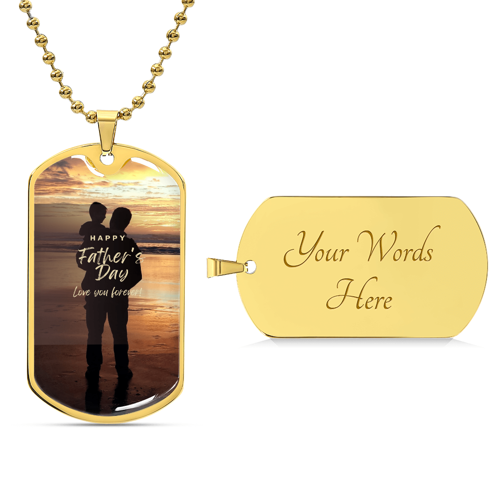 A Father's Love, Etched in Sunset-Luxury Graphic Dog Tag Necklace (with engraving option)