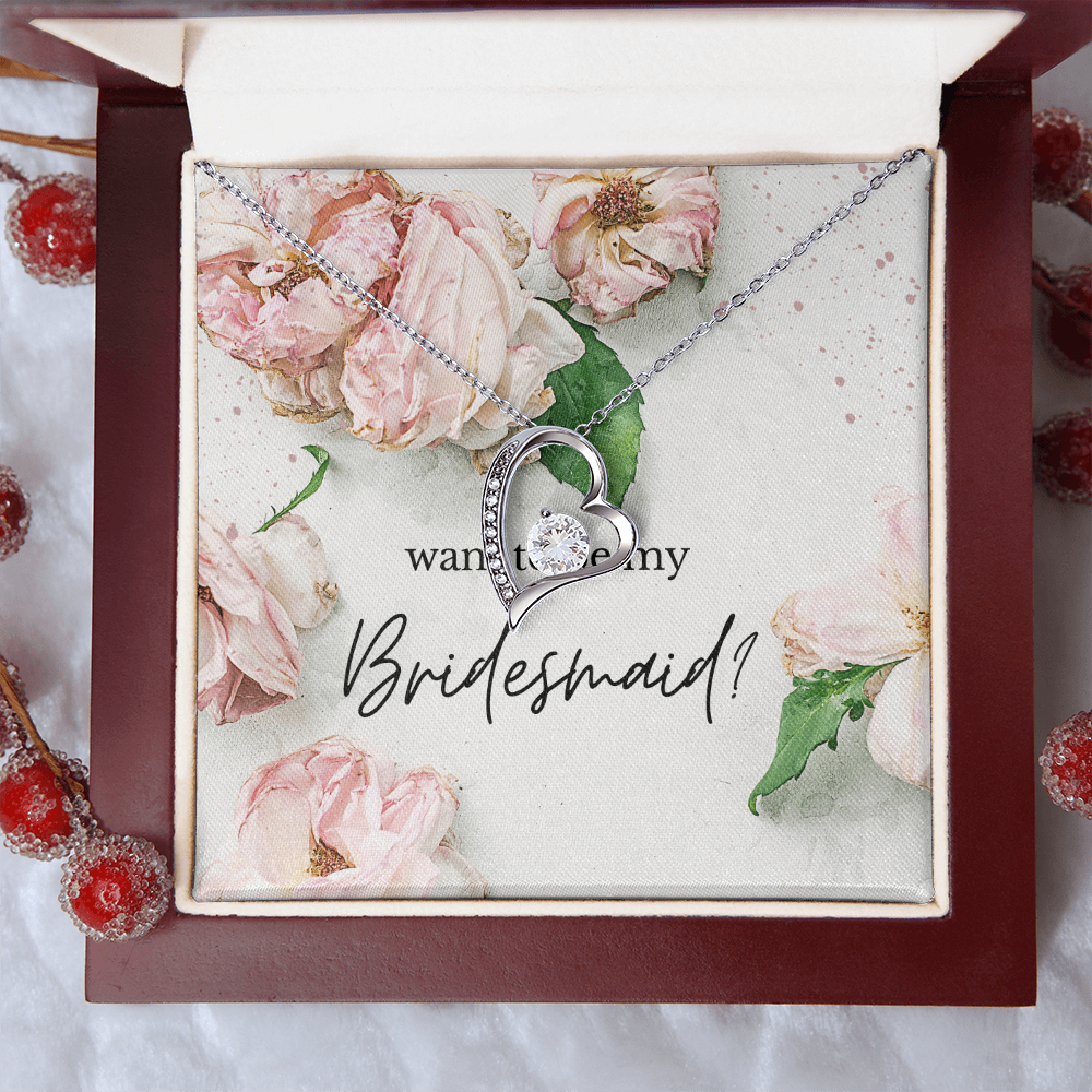 Rosy Blooms Proposal: Want To Be My Bridesmaid?-Forever Love Necklace