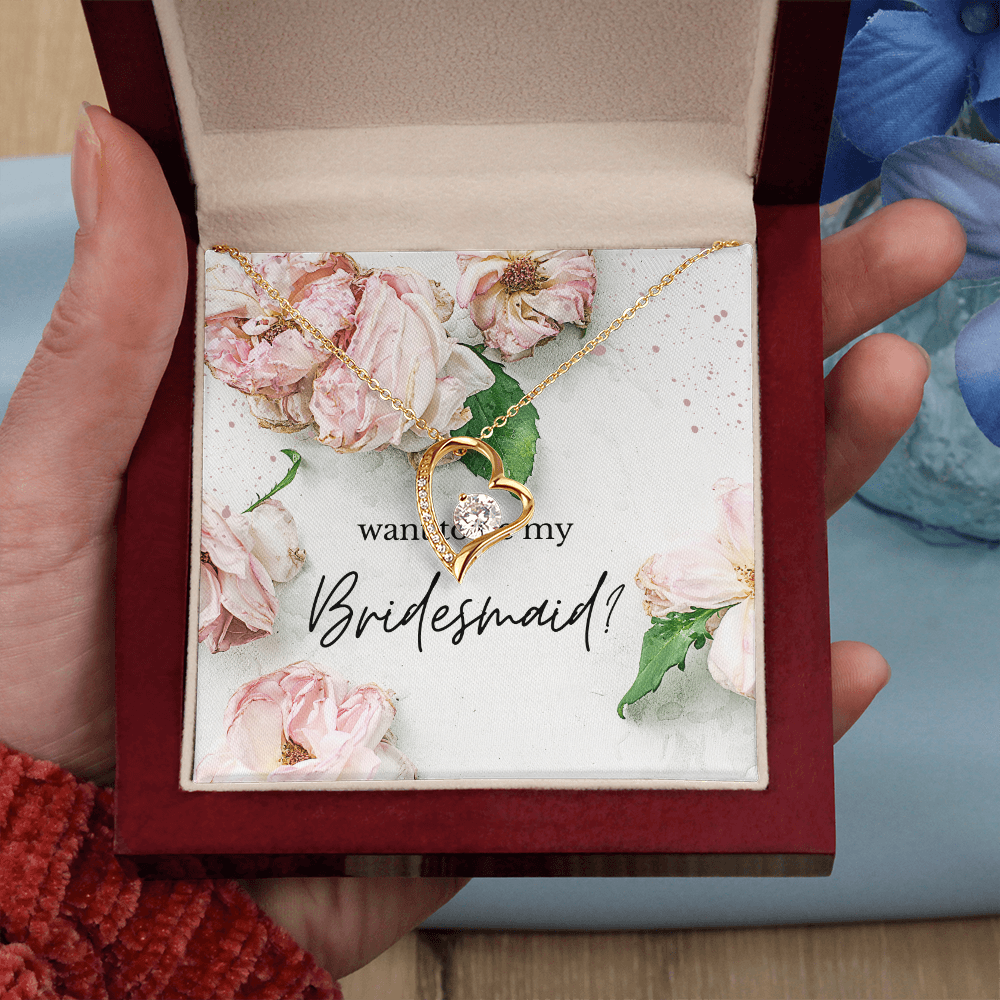 Rosy Blooms Proposal: Want To Be My Bridesmaid?-Forever Love Necklace