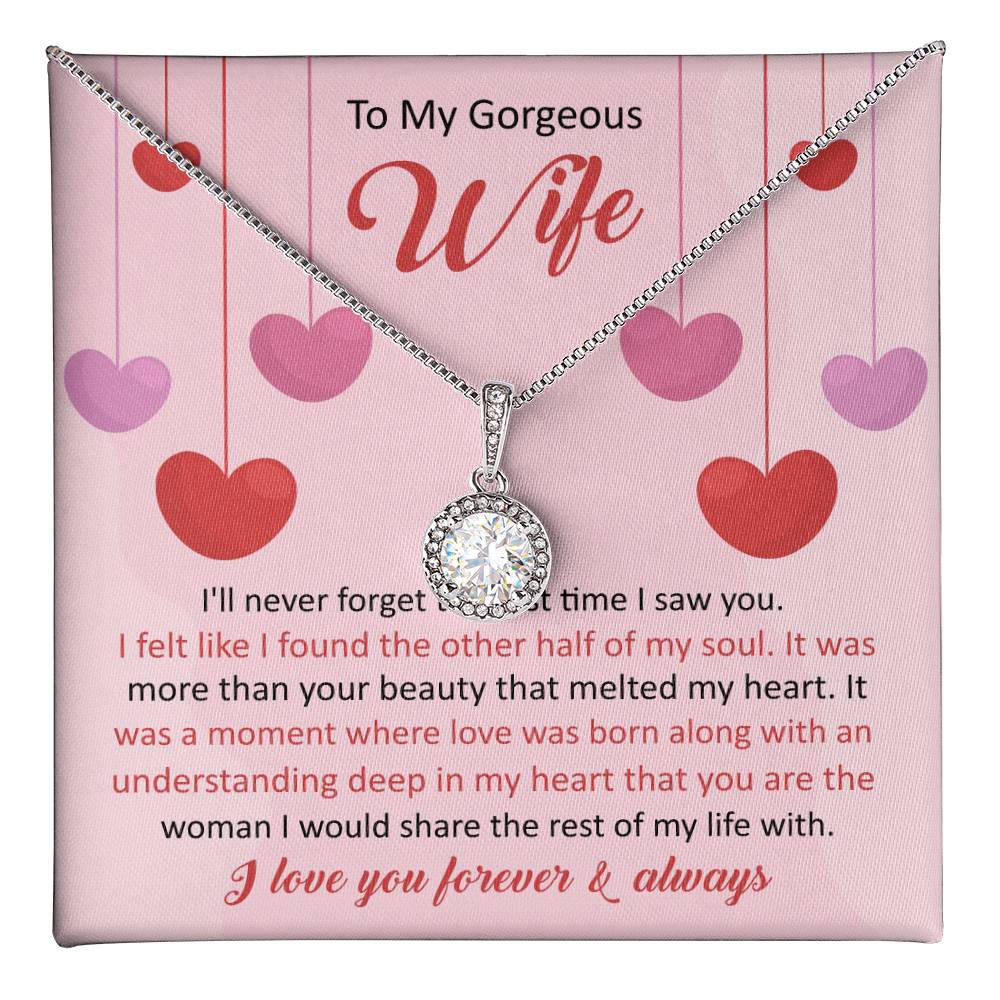 To My Gorgeous Wife-I'll Never Forget The First Time I Saw You Necklace