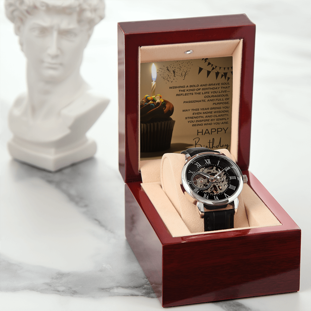 To a Man of Purpose: A Bold Birthday Wish-Men's Openwork Watch