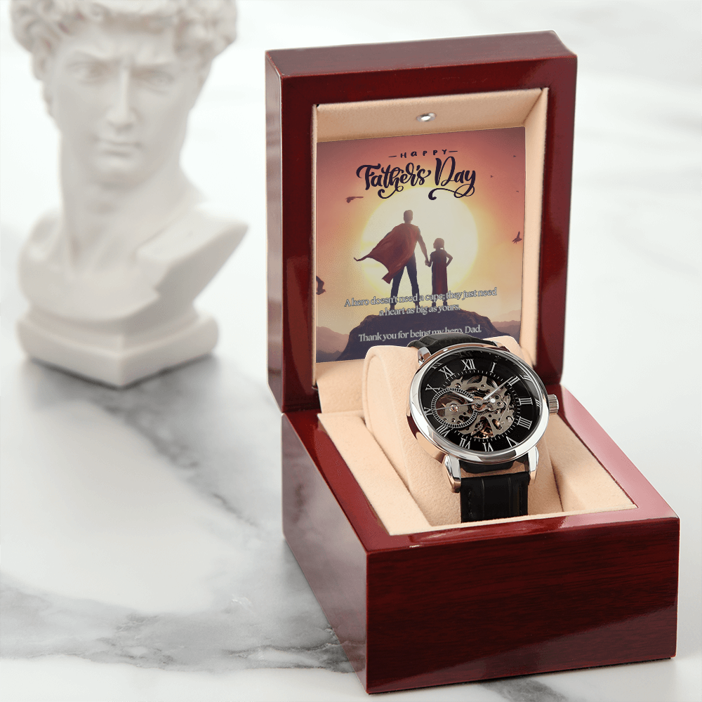 My First Hero, My Forever Dad-Men's Openwork Watch