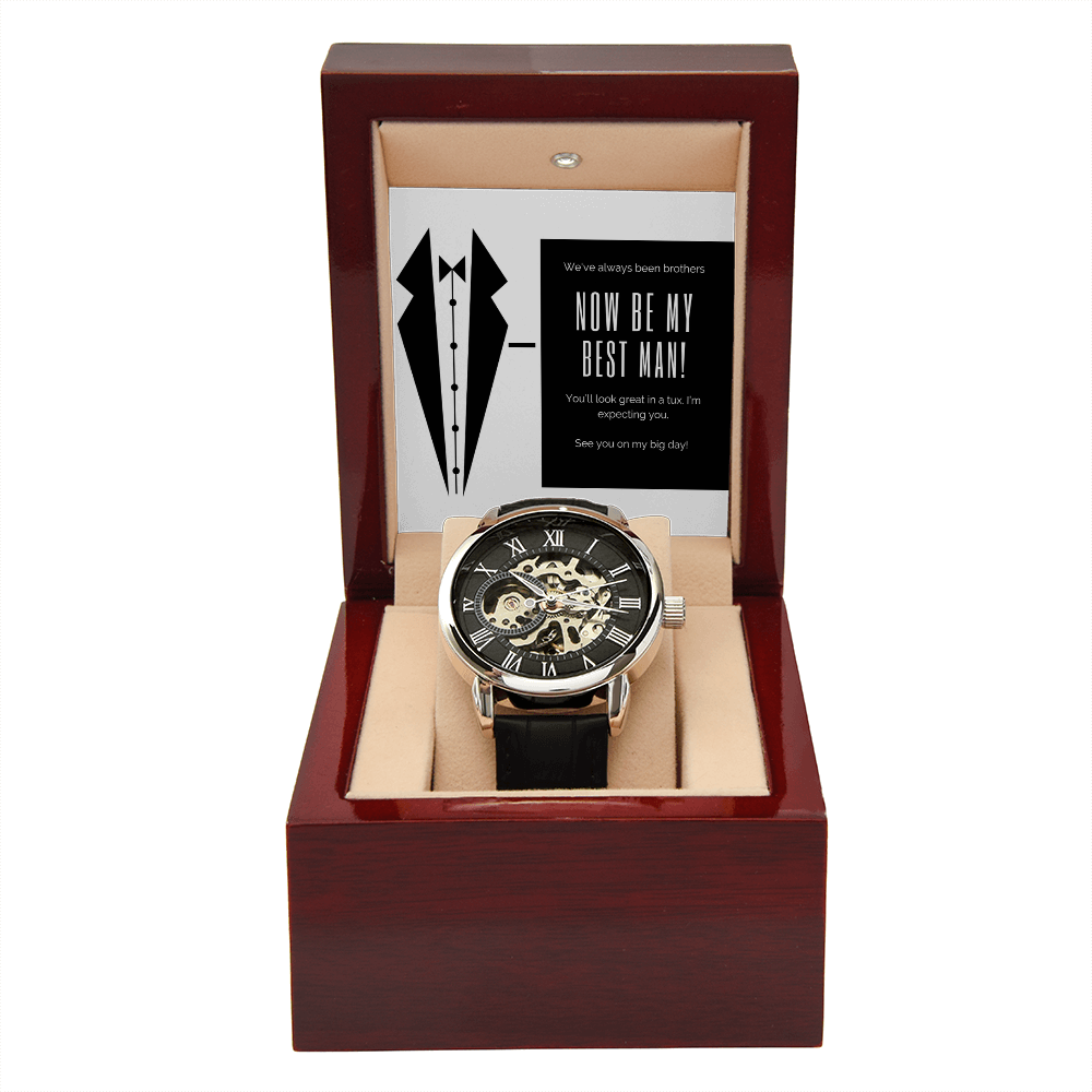 Tux and Brotherhood: Best Man Call to Action-Men's Openwork Watch