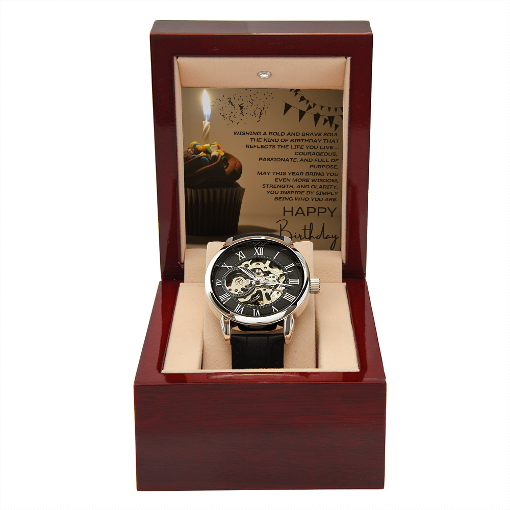 To a Man of Purpose: A Bold Birthday Wish-Men's Openwork Watch