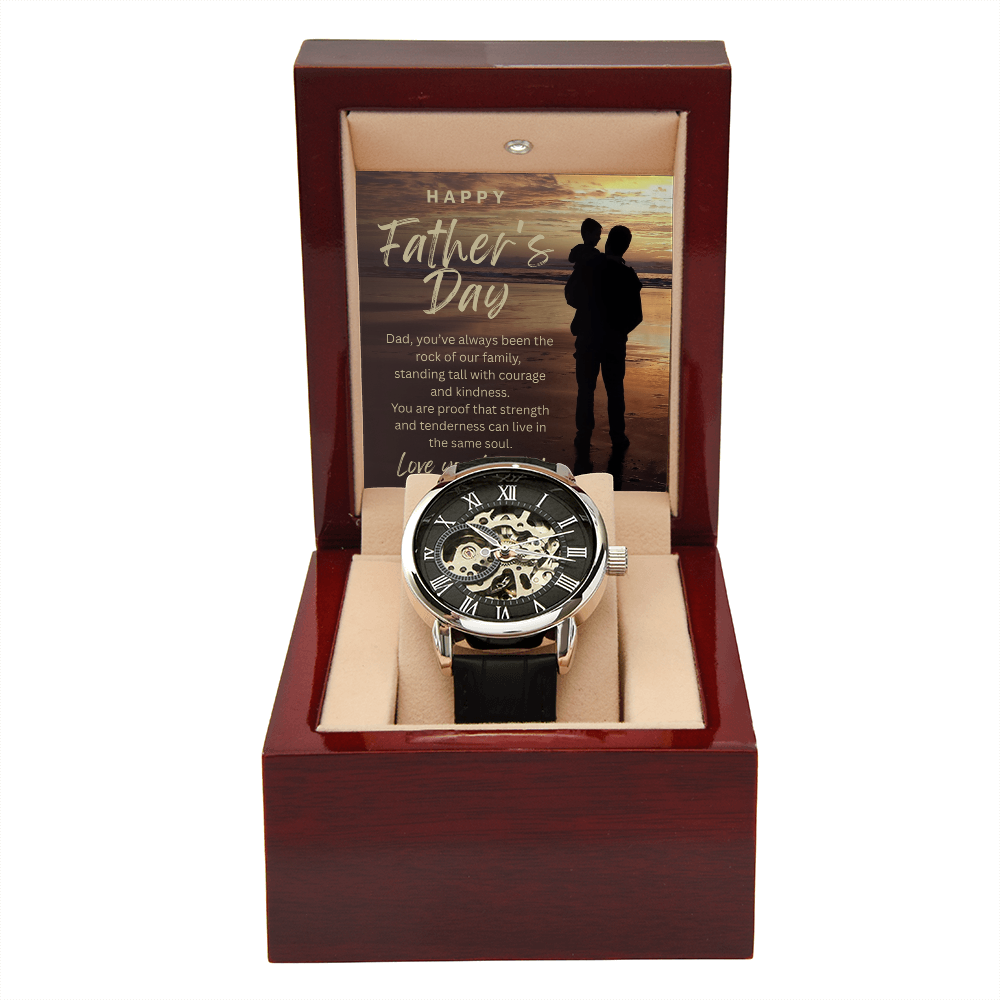 The Rock of Our Family-Men's Openwork Watch