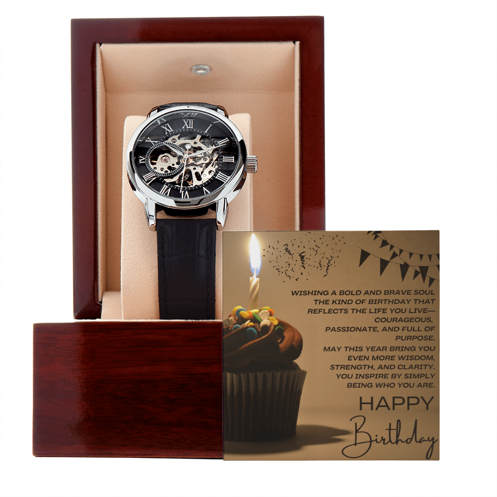 To a Man of Purpose: A Bold Birthday Wish-Men's Openwork Watch