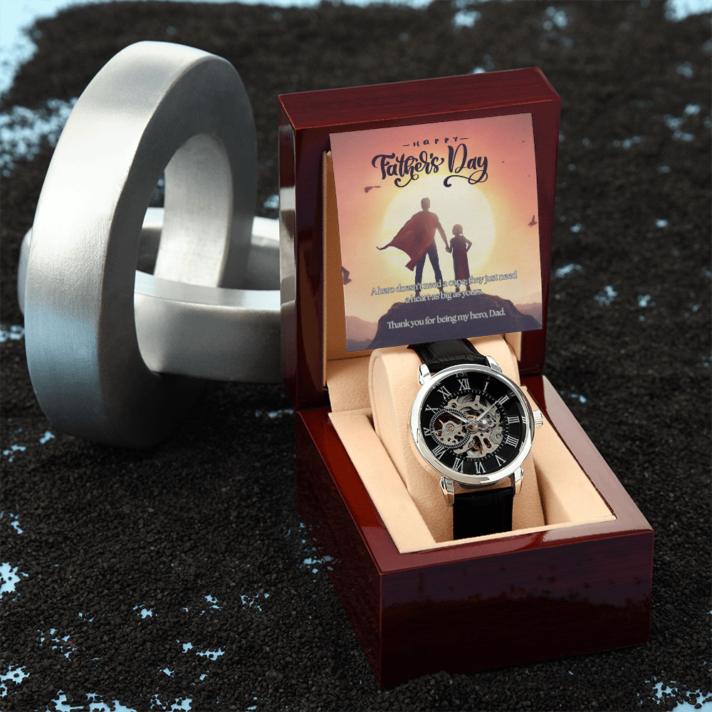 My First Hero, My Forever Dad-Men's Openwork Watch