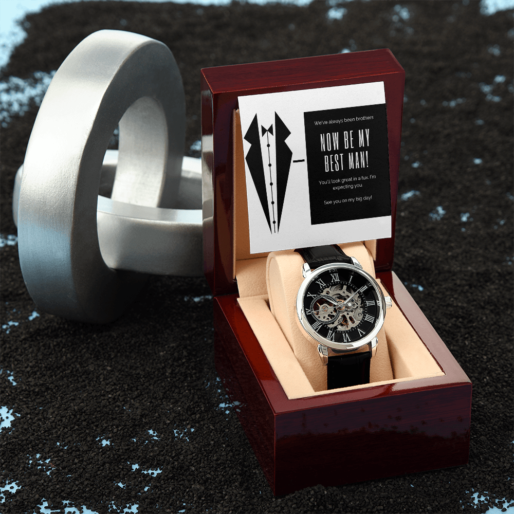 Tux and Brotherhood: Best Man Call to Action-Men's Openwork Watch