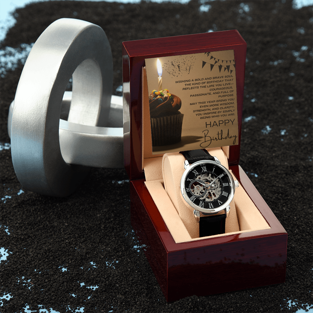 To a Man of Purpose: A Bold Birthday Wish-Men's Openwork Watch
