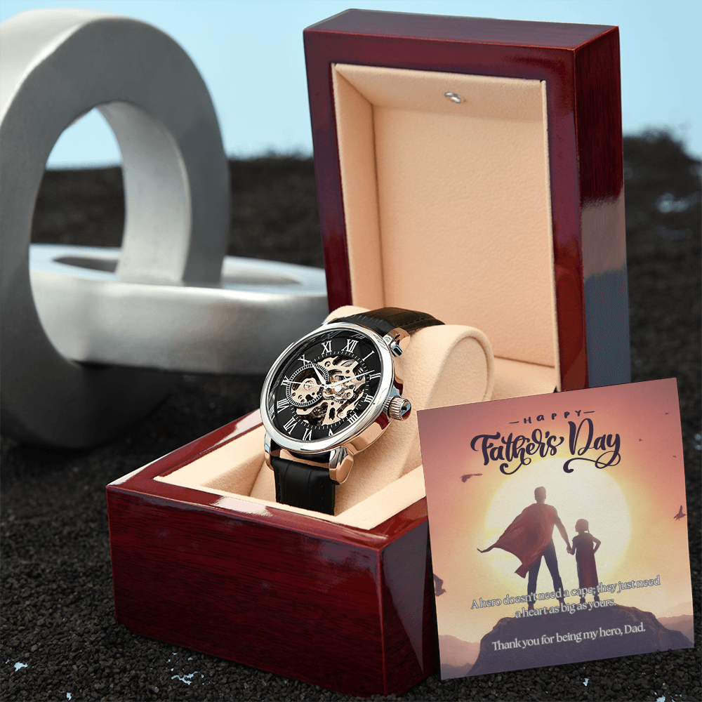 My First Hero, My Forever Dad-Men's Openwork Watch