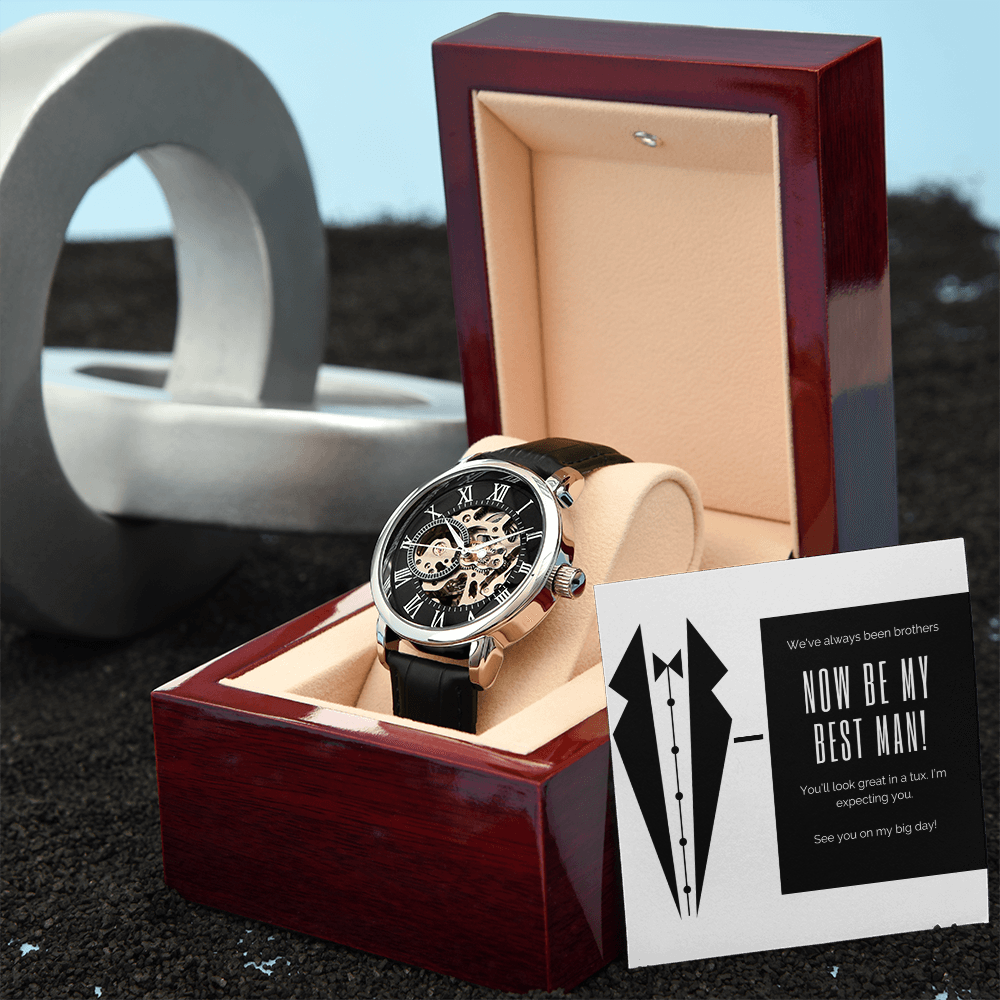 Tux and Brotherhood: Best Man Call to Action-Men's Openwork Watch