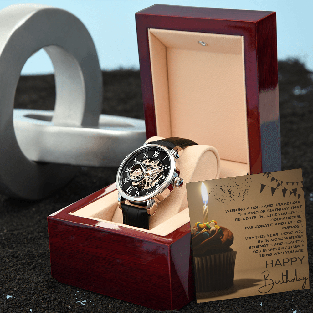 To a Man of Purpose: A Bold Birthday Wish-Men's Openwork Watch
