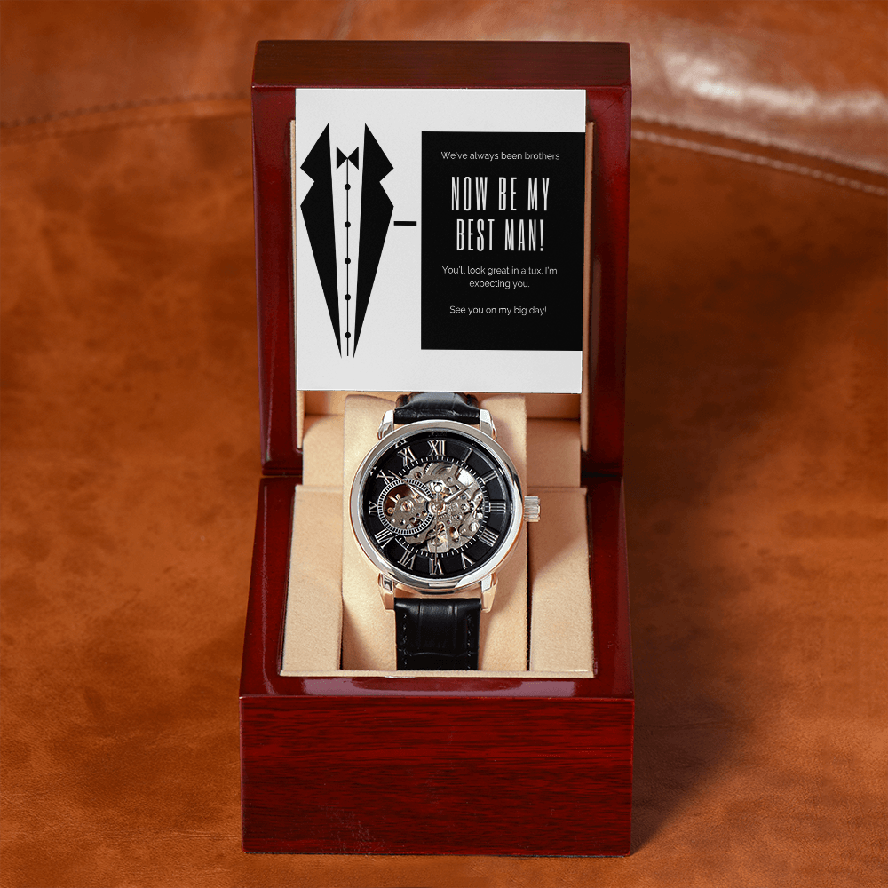 Tux and Brotherhood: Best Man Call to Action-Men's Openwork Watch